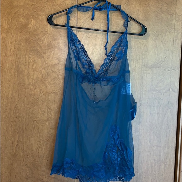 Frederick's of Hollywood Other - NWT teal sheer halter top teddy & panty set - XL